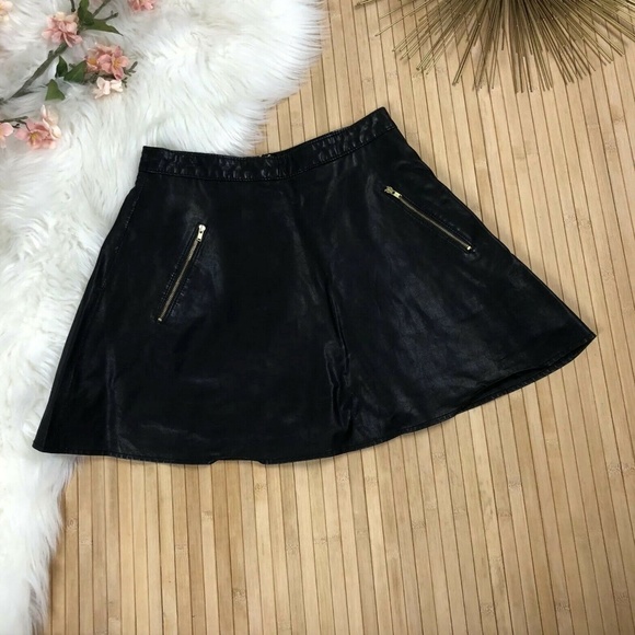 Free People Dresses & Skirts - Free People Faux Leather Circle Aline Skirt Size 4